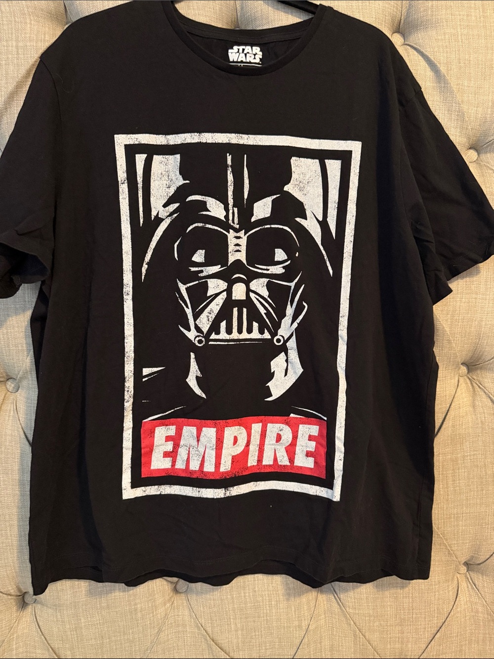 Star Wars Black Darth Vader Empire Graphic Tee with Red Accent
